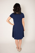 Load image into Gallery viewer, Navy Peony Pocket Swing Dress
