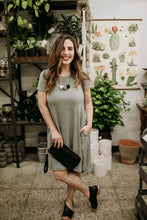 Load image into Gallery viewer, Grey Empire Pocket Swing Dress