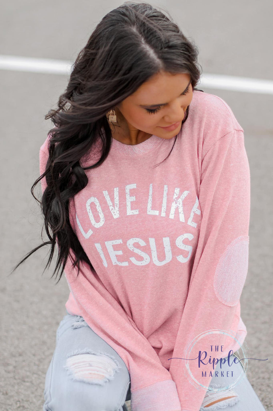 Love Like Jesus French Terry Shirt with Elbow Patches