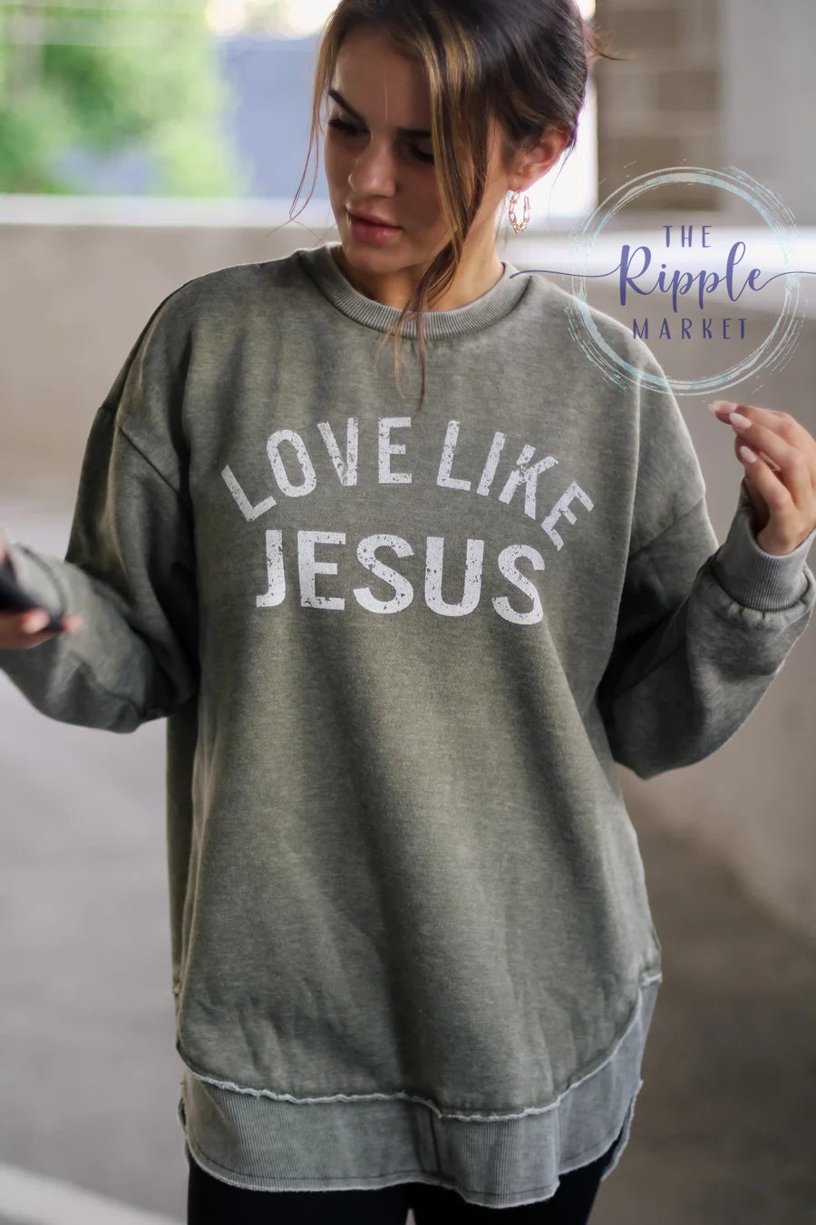 Vintage Love Like Jesus Oversized Sweatshirt